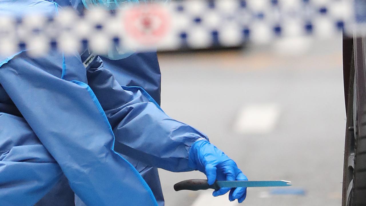 Police at the scene of a shooting in the Brisbane CBD.