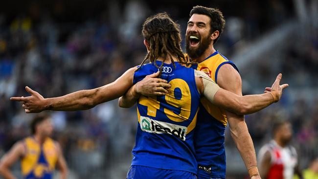 Eagles star Josh Kennedy with mid-season draftee Jai Culley. Picture: Dan Carson/AFL Photos