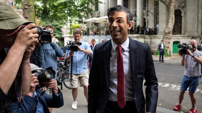 Rishi Sunak arrives to attend a hustings at the weekend. It remains an open question on whether he can convince the Conservative party base. Picture: Carl Court/Getty Images