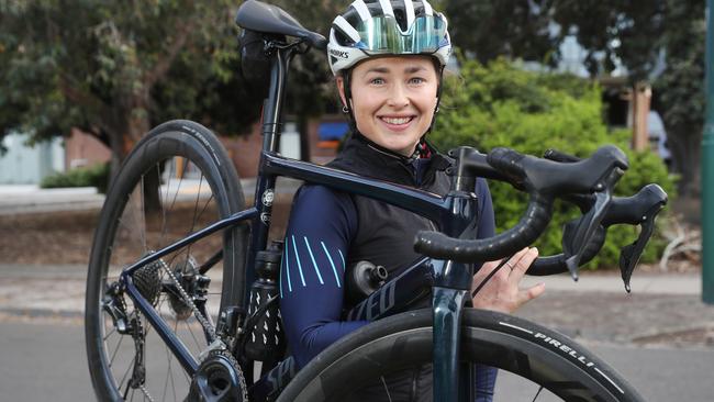 Julia Arnold rolled into Southbank in 35 minutes on her bicycle. Picture: David Crosling