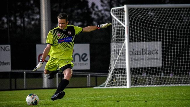 Ethan Reed playing for Caboolture SFC in the FQPL2, 2021. Picture: Contributed