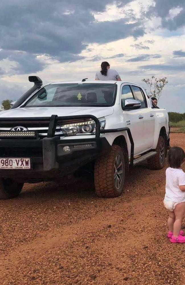 The mum had been in the middle of packing up her Toyota HiLux 4WD to return home to Mount Isa when it was stolen on Sunday morning.