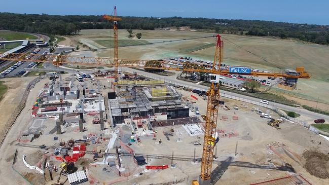 Cranes at the USC Moreton Bay foundation building construction site.