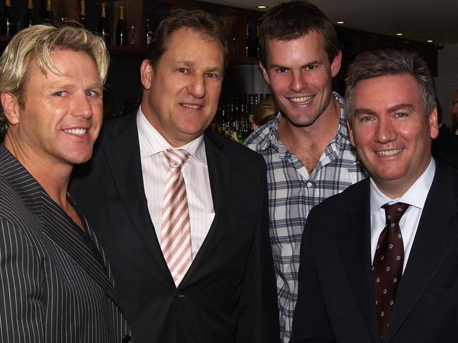 Eddie McGuire (right) and Luke Darcy (middle right) had