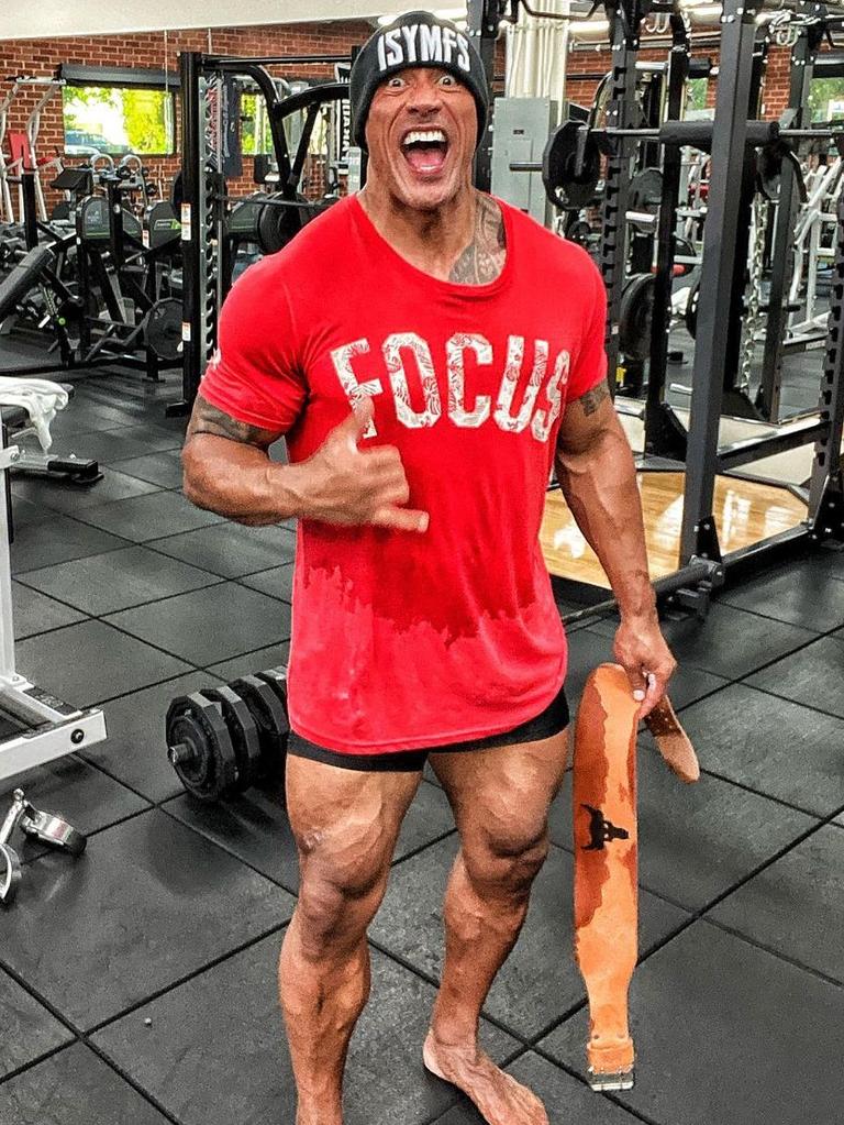 The Rock doesn't skip leg day.