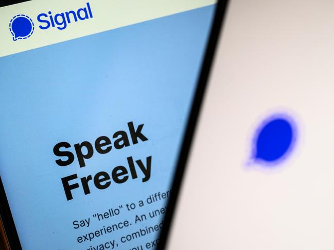 The encrypted messaging app Signal was used for the chat. Picture: Getty Images