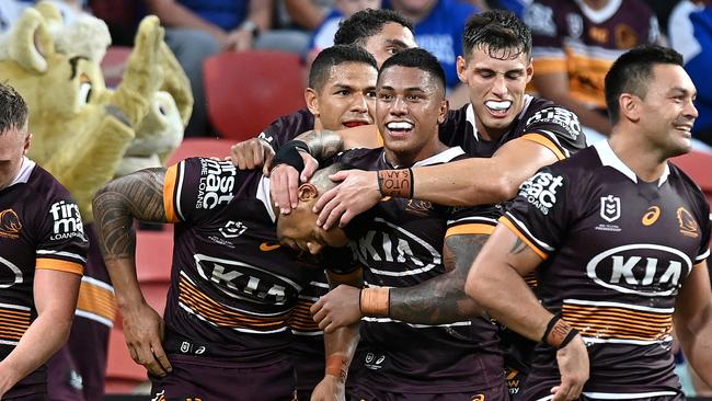 Brisbane’s backline is high on upside. Photo by Bradley Kanaris/Getty Images.