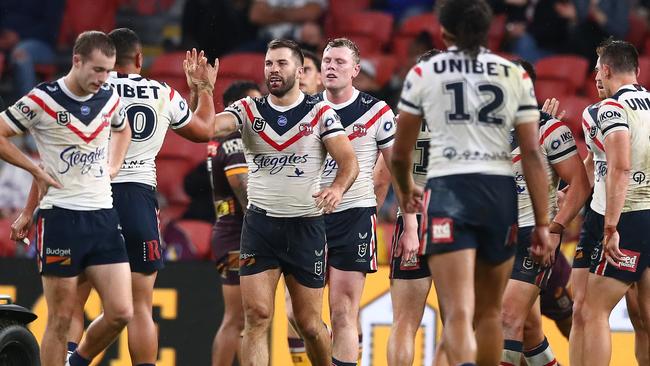 The Roosters have grabbed the two points in controversial circumstances and, in doing so, have moved into the NRL’s top four. (Photo by Chris Hyde/Getty Images)