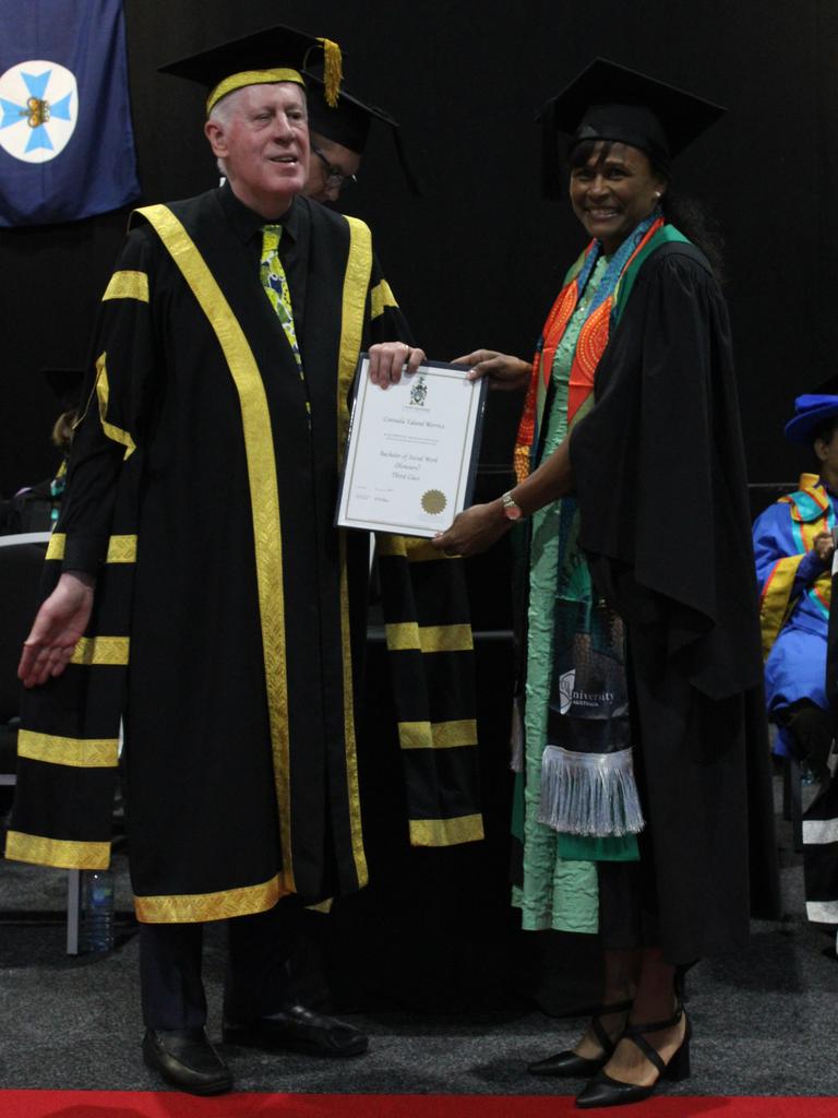 Consuela Morrice graduated with a Bachelor of Social Work (Honours) at the CQUniversity graduation ceremony in Bundaberg on December 14, 2023.