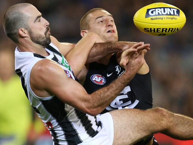 Steele Sidebottom was huge with 35 disposals and three goals. Picture: Michael Klein