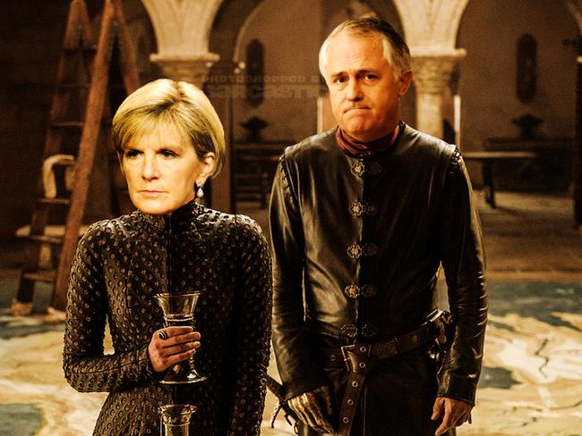 Canberra’s ultimate power couple, Julie Bishop and Malcolm Turnbull. Picture: Ron Erdos/sarcastic.com.au