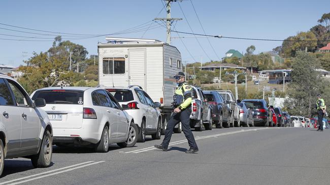 Lines for the Bruny Island Ferry on the Easter long weekend. Picture: PATRICK GEE