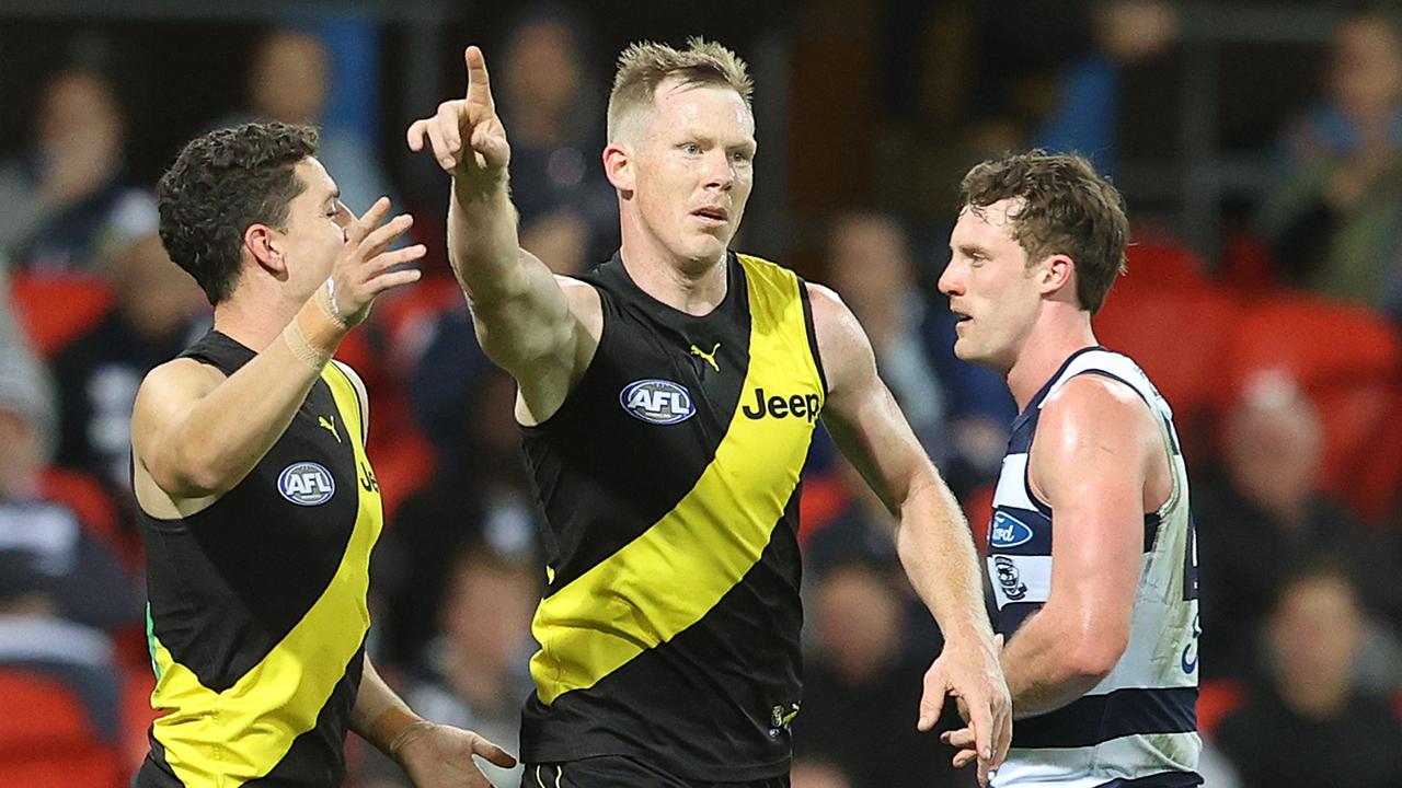 Jack Riewoldt’s Tigers will host their semi-final at Metricon Stadium. Picture: Chris Hyde