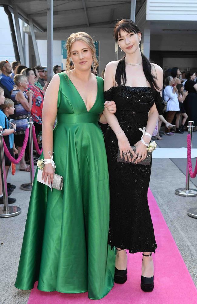 Charlote Gray and Jazmyn Barby-O, Neil at Meridan State College formal. Picture: Patrick Woods.