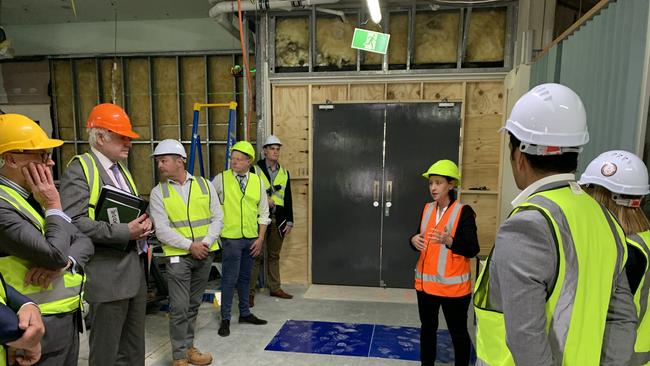 Health Minister Yvette D’Ath (right) inspects Ipswich Hospital. Picture: West Moreton Health