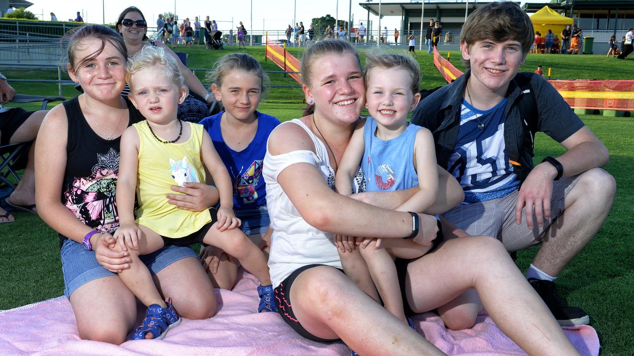 2016: Charmaine Armstrong, Mia Counsell, Cassie Armstrong, Aleisha Armstrong, Chloe Counsell and Bruce Armstrong at the Ipswich New Year’s Eve celebration at North Ipswich Reserve.