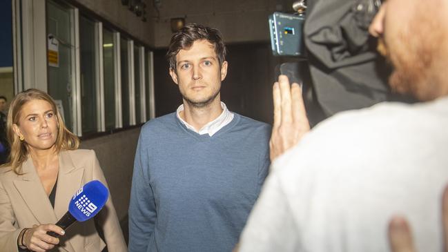 Rory Amon leaves Surry Hills Police Station on Thursday after a night in custody. Picture: NewsWire / Jeremy Piper
