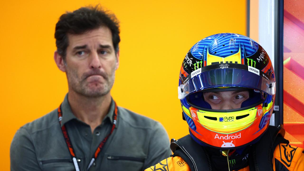 Oscar Piastri of Australia and McLaren prepares to drive in the garage. (Photo by Clive Rose/Getty Images)