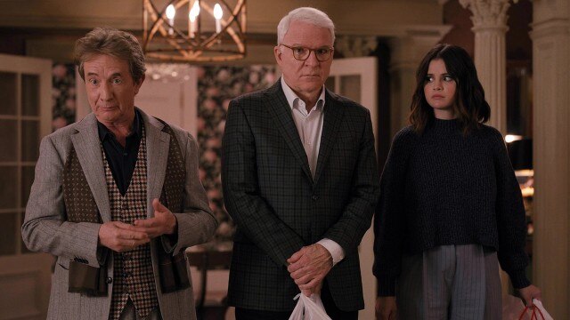 Martin Short, Steve Martin, and Selena Gomez in Only Murders in the Building, returning to Disney+ on August 8. Picture: Disney+