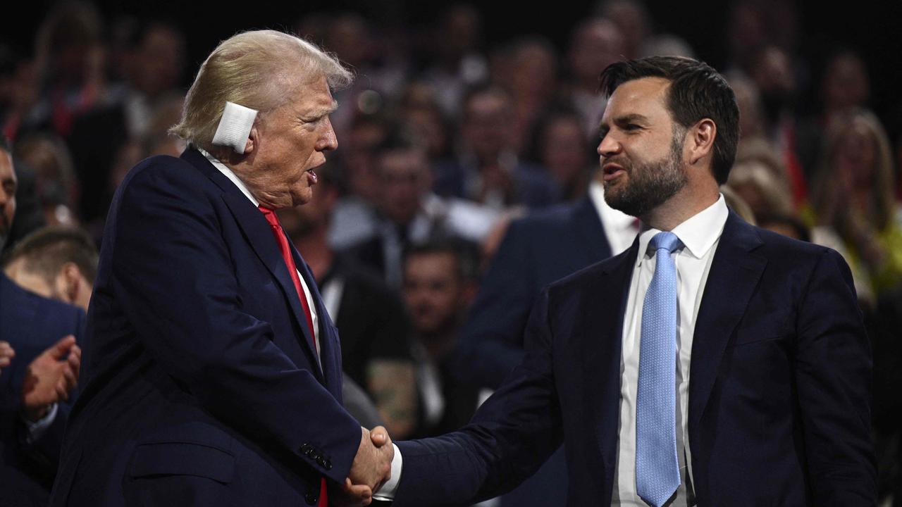 Trump with his pick for vice president, Ohio senator JD Vance. Picture: Brendan Smialowski/AFP