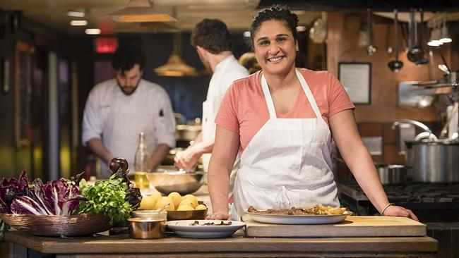 Samin Nosrat in the kitchen.