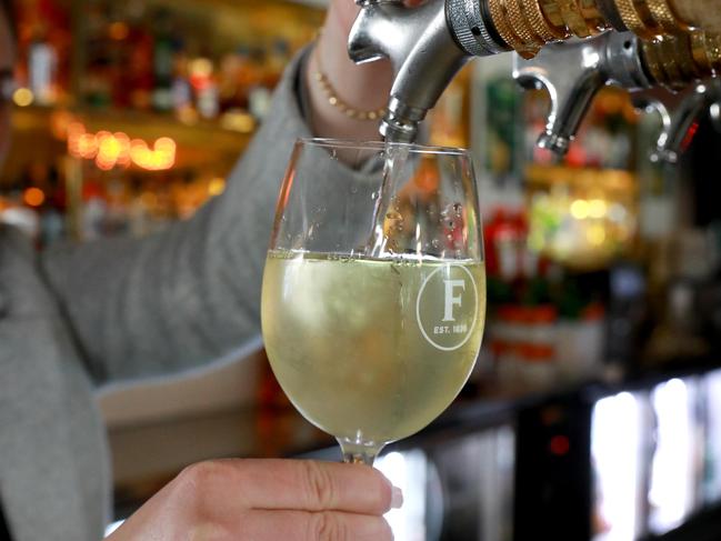 The Fiddler is one of many Sydney venues turning to wine on tap. Picture: Angelo Velardo