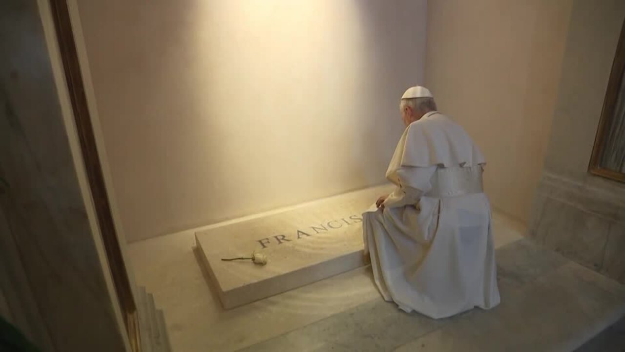 Pope Leo XIV pays tribute to late Pope Francis at his tomb