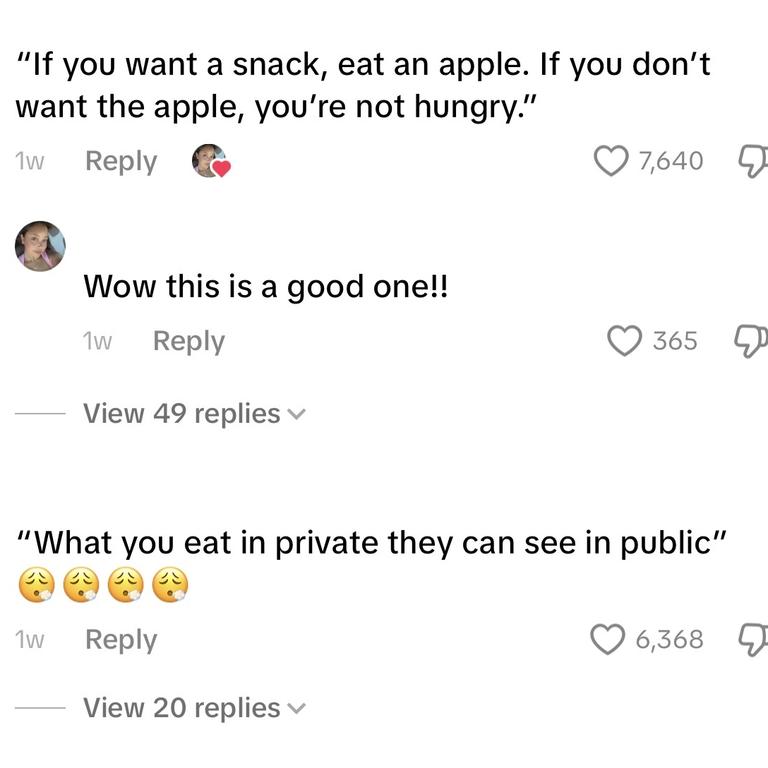Some of the examples of what youths are posting under the SkinnyTok hashtag.