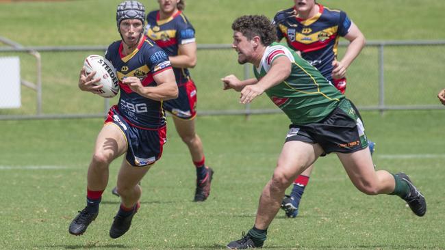 A typical effort by Jack Laing, right, earlier in the year for Ipswich Jets. Picture: Nev Madsen.