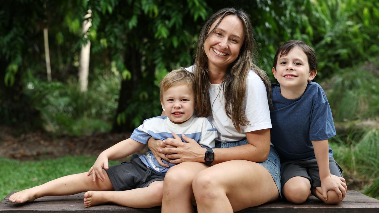 Small business owner Kate Cooper will celebrate Mother's Day on Sunday with her two boys Zac, 3, and Harrison, 5. Picture: Brendan Radke
