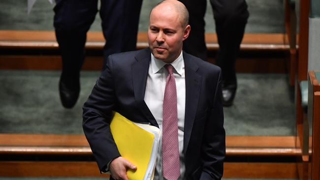 CANBERRA, AUSTRALIA - MAY 12: Treasurer Josh Frydenberg during Question Time in the House of Representatives at Parliament House on May 12, 2021 in Canberra, Australia. The Morrison government's third budget, handed down on Tuesday, has an increased focus on women, with almost $354 million in funding allocated for women's health. Treasurer Josh Frydenberg also outlined more than $10 billion in spending on major infrastructure projects across Australia aimed to help create local jobs and boost productivity in the COVID-affected national economy. Aged care will receive more than $10 billion over the next four years, in direct response to the findings of the Royal Commission into Aged Care Quality and Safety. (Photo by Sam Mooy/Getty Images)