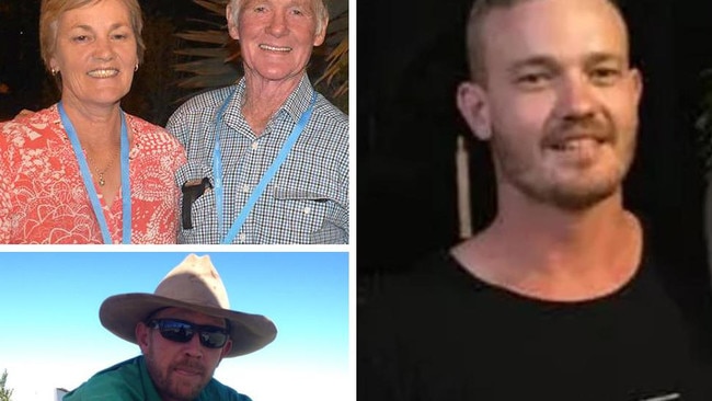 Maree and Mervyn Schwarz (top left) and Graham Tighe (bottom right) were allegedly gunned down by neighbour Darryl Valroy Young, who is charged with murder. He is also charged with the alleged attempted murder of Ross Tighe (right).