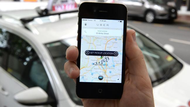 A screen shot of the Uber taxi app in Brisbane. Queensland Premier Annastacia Palaszczuk has taken to Facebook to confirm her government would legalise ride-sharing services from September 5, with "sweeping reforms" that would create a level playing field. Queensland taxis will be allowed to charge surge pricing and will receive a $100 million industry assistance. Picture: Dan Peled/AAP