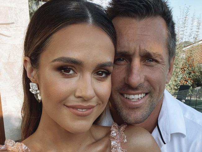 Newcastle Knights halfback Mitchell Pearce and fiancée Kristin Scott. Picture: Instagram