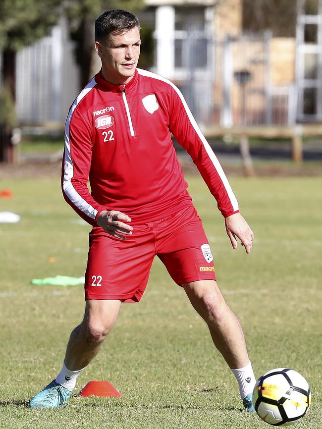 Michael Jakobsen at Adelaide United training. Picture Sarah Reed