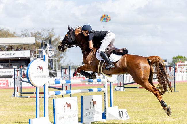 Charlie Magnier competing in the Magic Millions Showjumping and Polo. Picture by Luke Marsden.