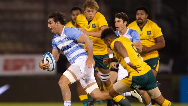 Pablo Matera of Argentina runs against Australia at the Padre Ernesto Martearena.