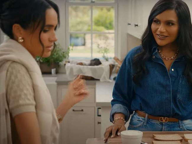 Meghan corrected Mindy Kaling when she called her “Markle” on her Netflix show. Picture: Netflix