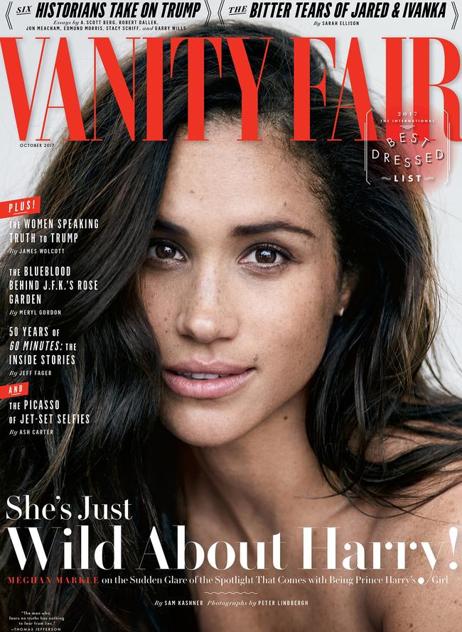 Markle on the cover of Vanity Fair. Picture: Peter Lindbergh for Vanity Fair