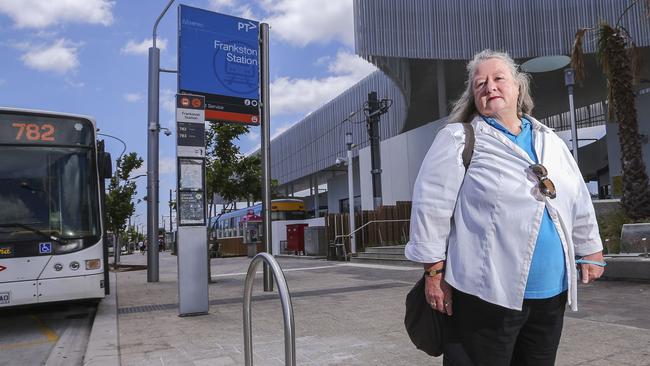 Commuter Ruth Kennedy says the lack of bus shelters is “infuriating”. Picture: WAYNE TAYLOR