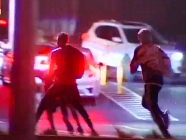 Screen grabs from 7NEWS of the teen riot in Taylors Hill. Must Credit 7 News