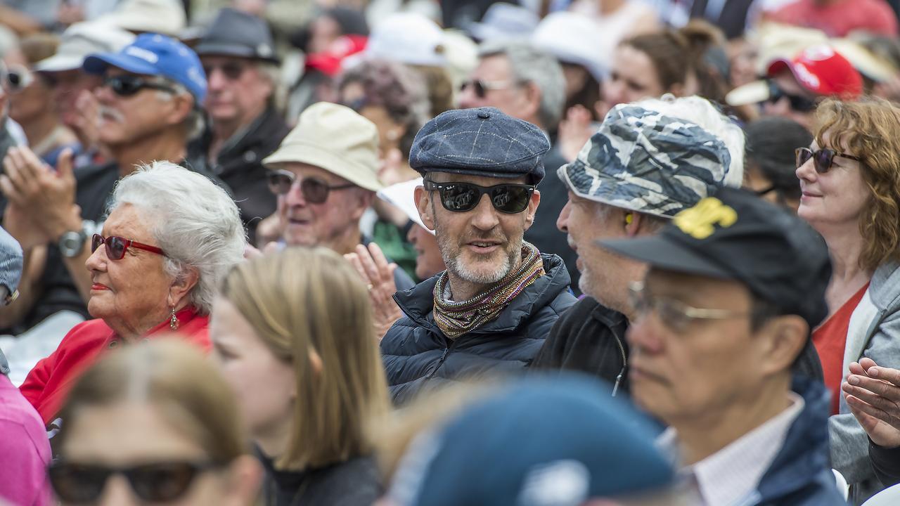 MANLY DAILY/AAP. Crowd applauds the Sydney Conservatorium Jazz Orchestra during their set at the Manly Jazz Festival at Manly on Saturday, 5 October, 2019. The Manly Jazz Festival is an annual event that sees Jazz music lovers flock to the Northern Beaches. (AAP IMAGE / Troy Snook)