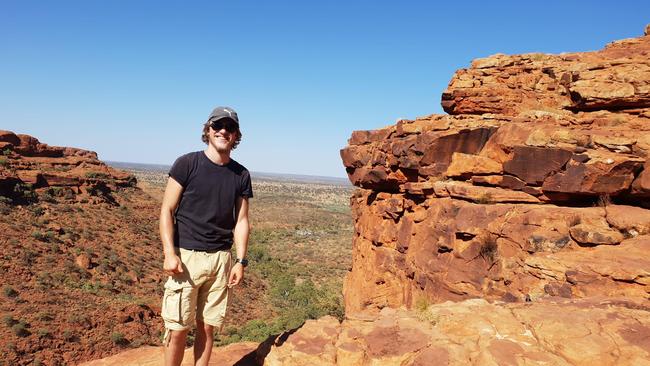 Missing backpacker Theo Hayez on his Australian travels. Police say skeletal remains located near he went missing aren’t his. Picture: Supplied