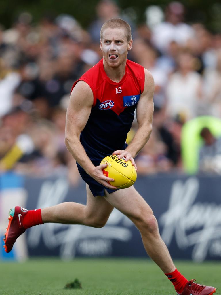 Lachie Hunter wheels onto his left boot.