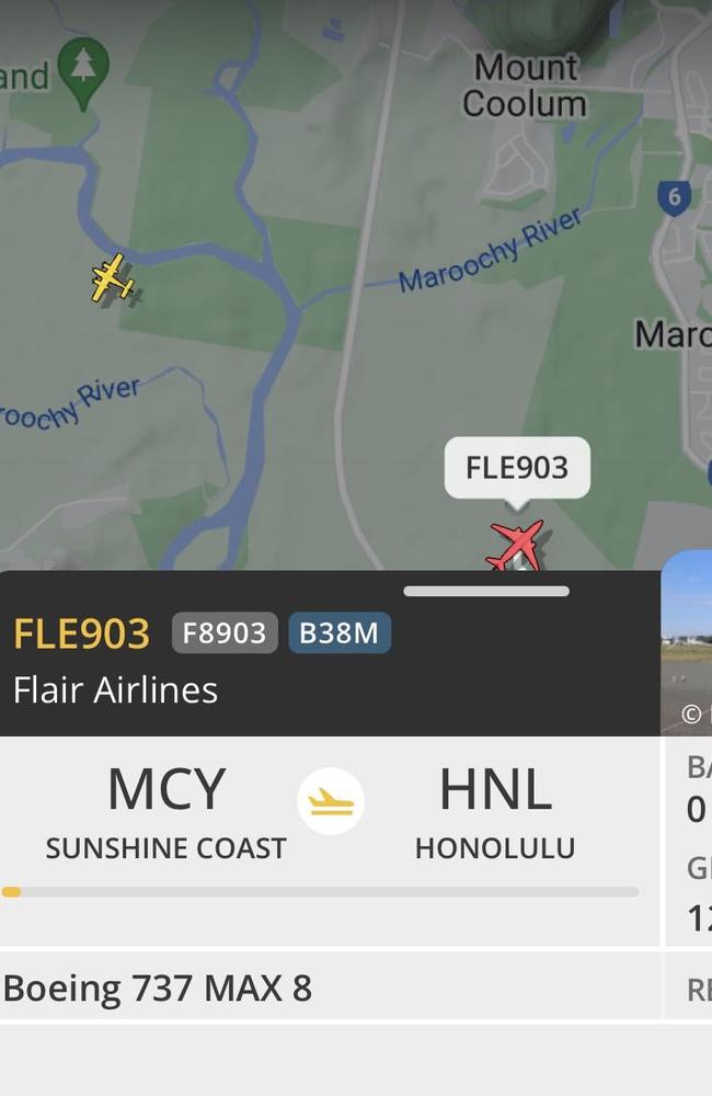 Flair Airlines FLE903 left the Sunshine Coast Airport bound for Honolulu this morning, May 9.