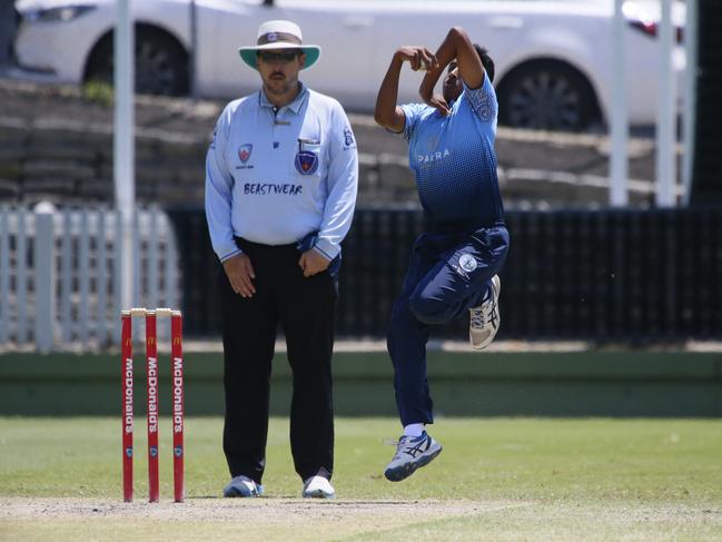 Aryan Kumar finished with 2-48 for Parramatta. Picture: Warren Gannon Photography