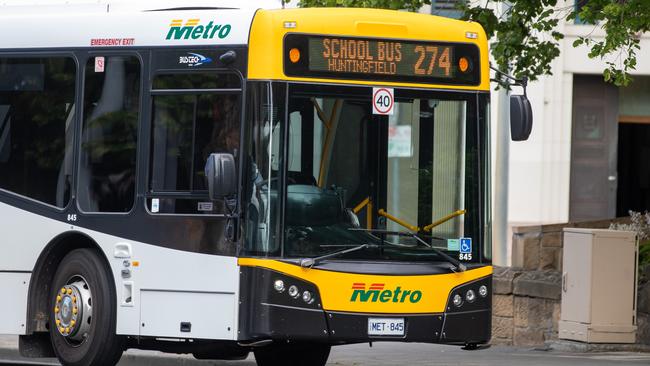 A Metro Bus in Elizabeth Street, Hobart. Picture: Linda Higginson