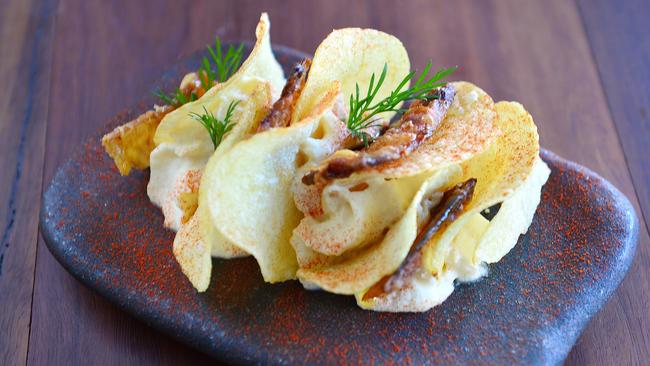 The chicken mousse and skin with crisps. Picture: Nicki Connolly