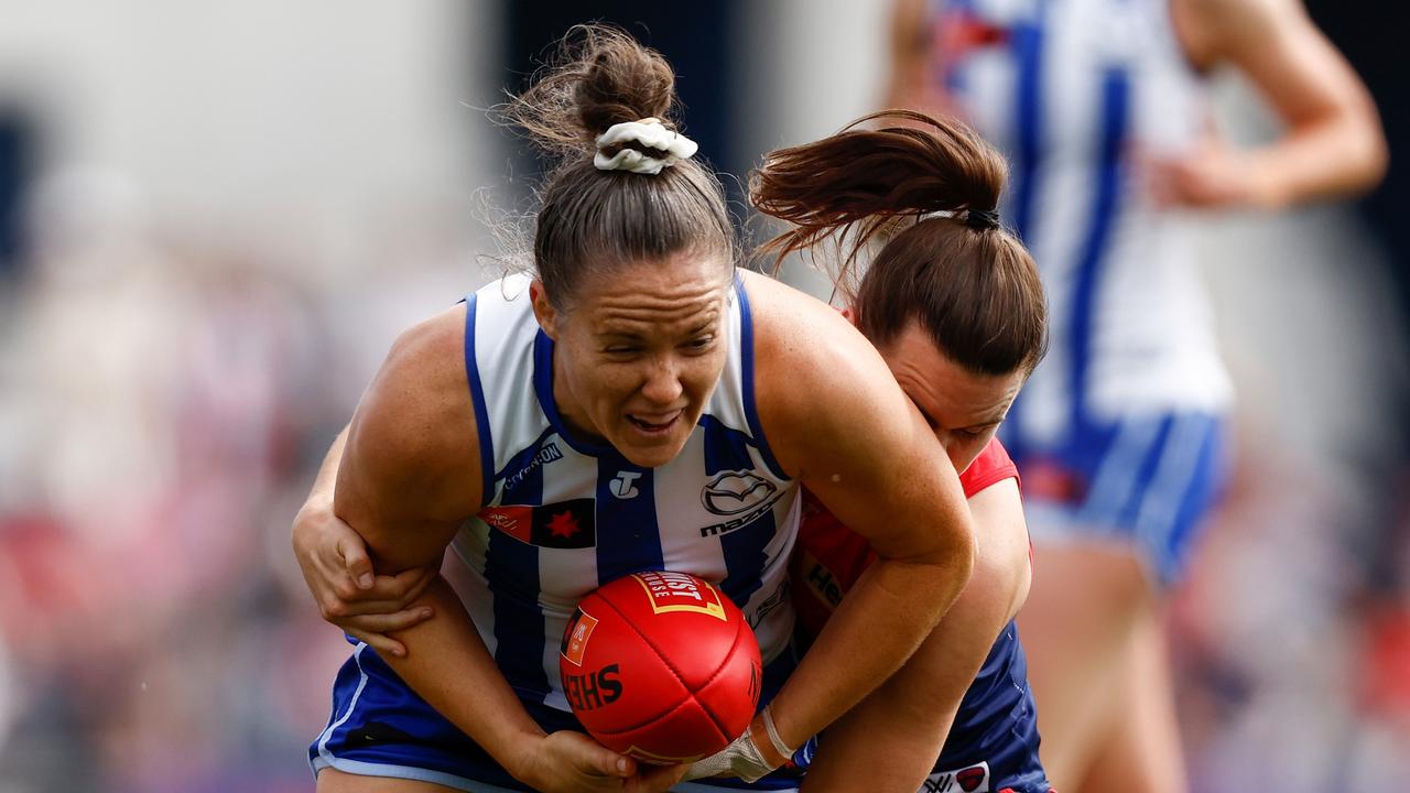 North Melbourne captain Emma Kearney has made the All-Australian side in every single AFLW season so far. Picture: Michael Willson / Getty Images