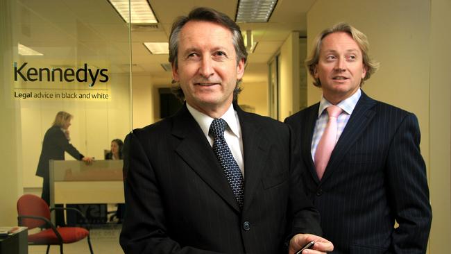 Patrick George, left, and his then partner Mark Doepel at the Kennedys Sydney office in 2007.